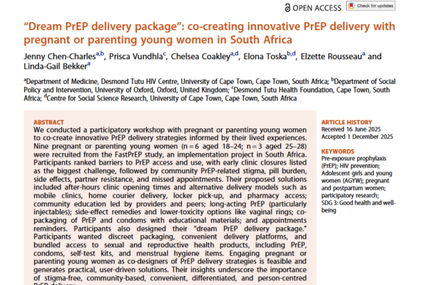 “Dream PrEP delivery package”: co-creating innovative PrEP delivery with pregnant or parenting young women in South Africa