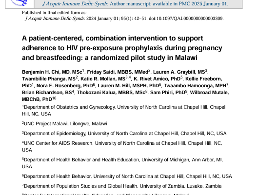 A patient-centered, combination intervention to support adherence to HIV pre-exposure prophylaxis during pregnancy and breastfeeding: a randomized pilot study in Malawi
