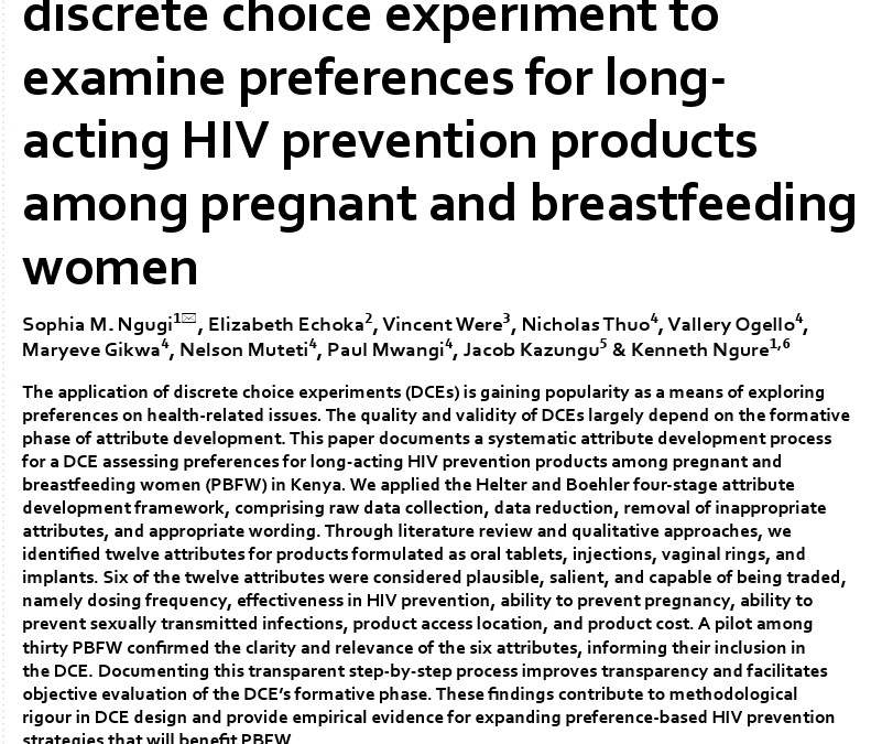 Attribute development for a discrete choice experiment to examine preferences for long-acting HIV prevention products among pregnant and breastfeeding women